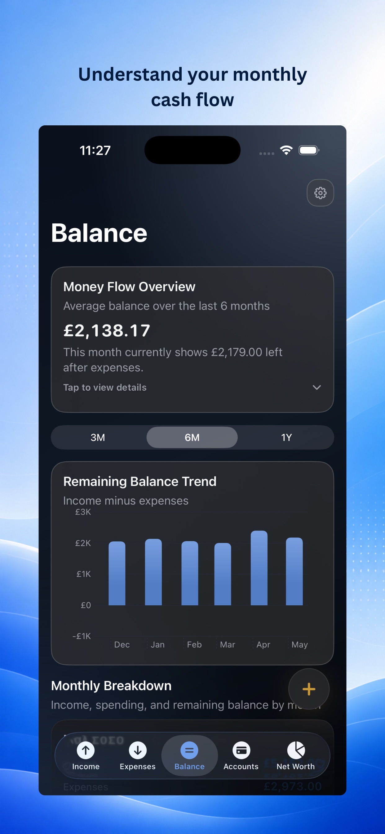 Ascentist Finance Balance screen