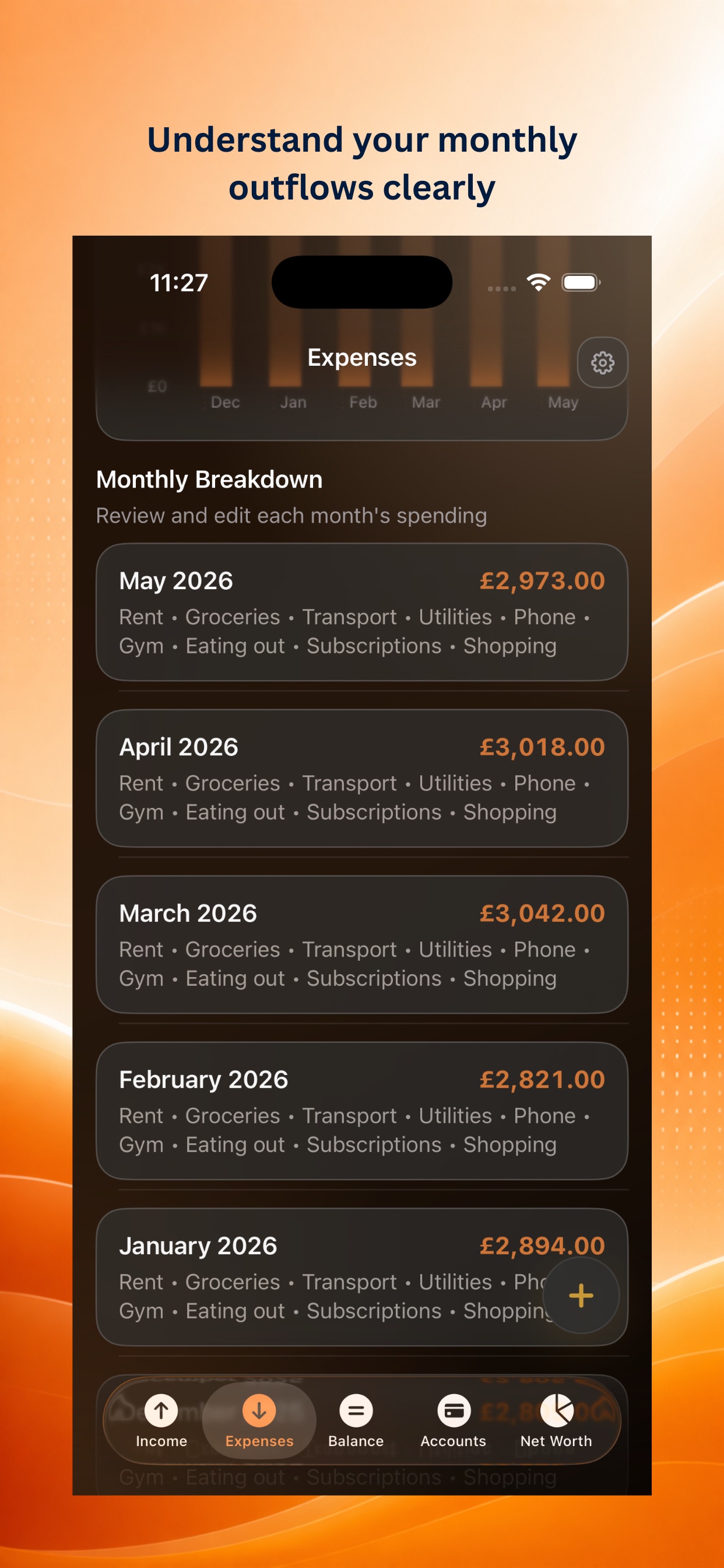 Ascentist Finance Expenses screen